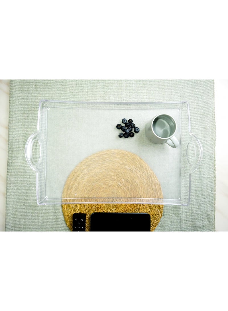 Saudi-Made Clear Polycarbonate Serving Tray with Handles – Elegant Decorative Tray for Coffee Tables, Tea Serving, and Storage – 49 × 30 × 4 cm – Heavy-Duty & Break-Resistant - Image 2